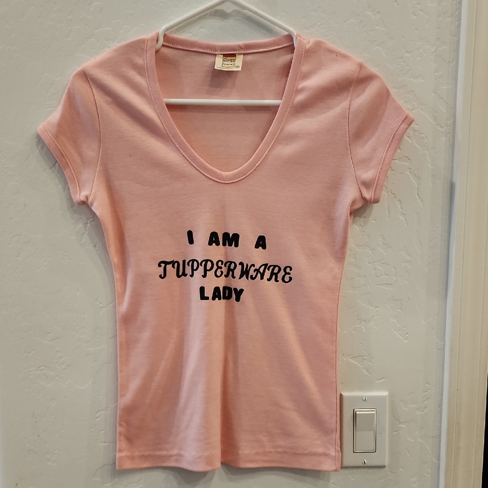 Tupperware Light Pink V-Neck Tee